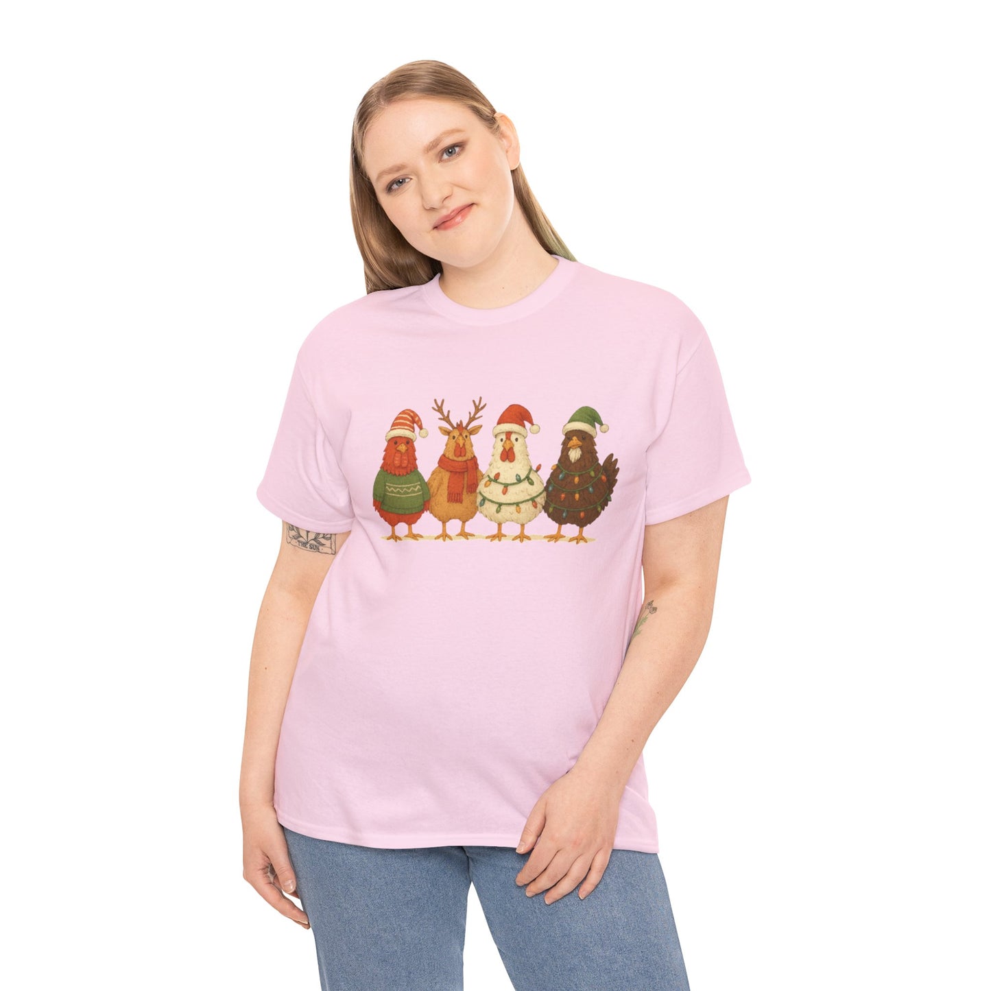 Christmas Chickens Holiday T‑Shirt — Festive Farmyard Birds in Santa Hats