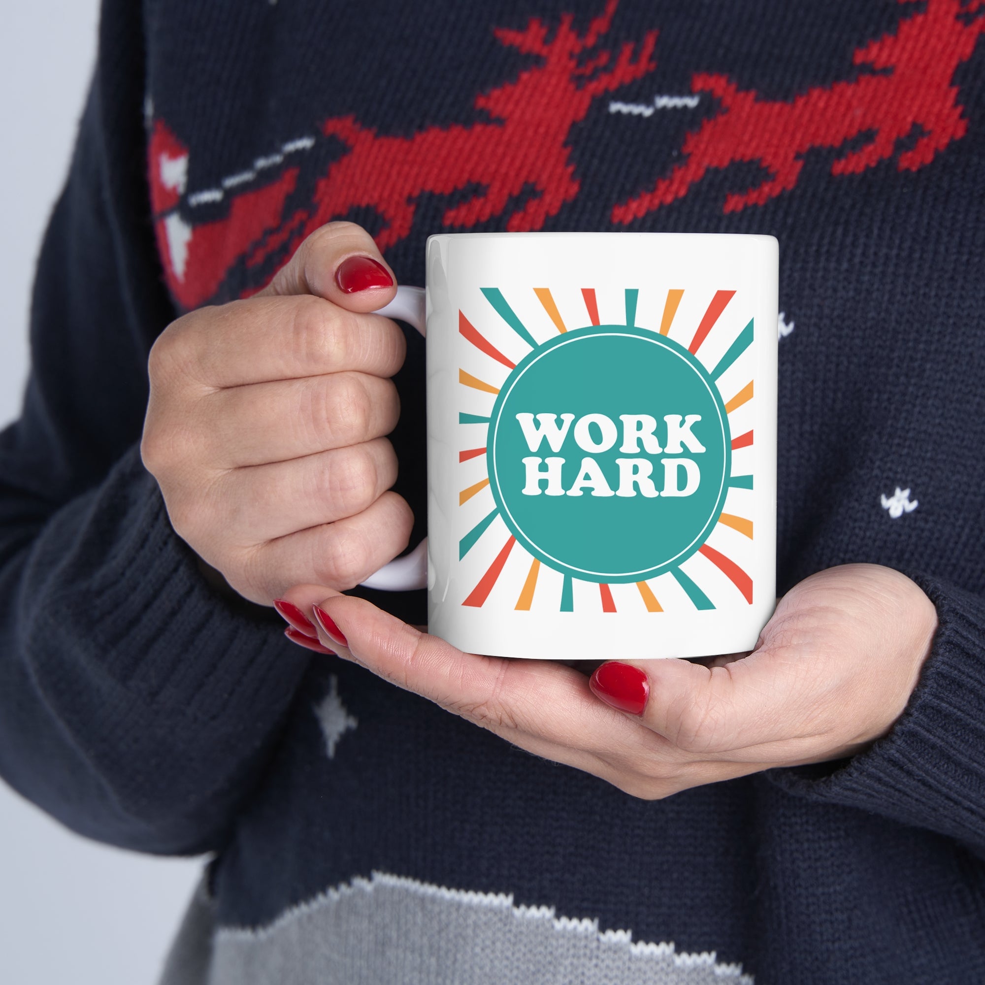 Work Hard Customized Ceramic Mug 11oz
