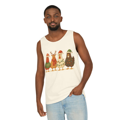 Holiday Bird Tank Top - Cute Christmas Chickens in Sweaters & Santa Hats