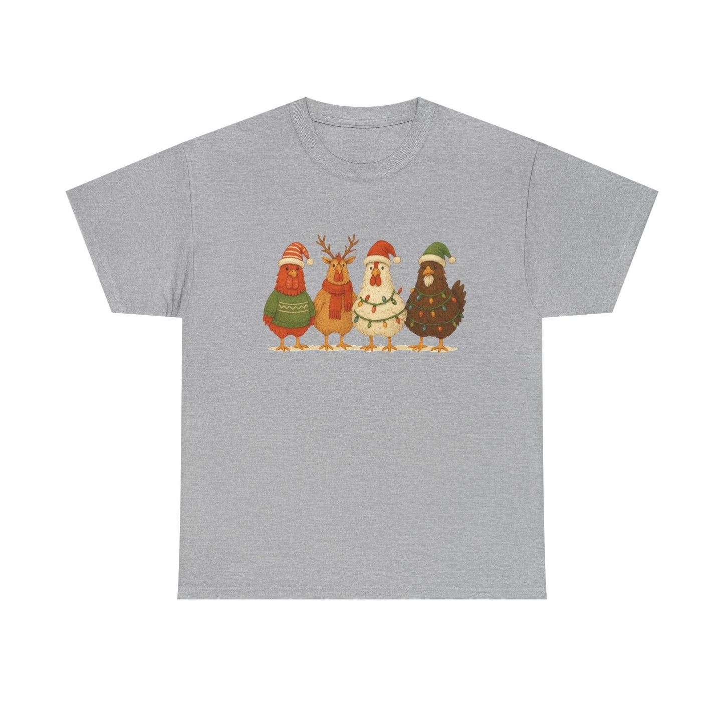Christmas Chickens Holiday T‑Shirt — Festive Farmyard Birds in Santa Hats