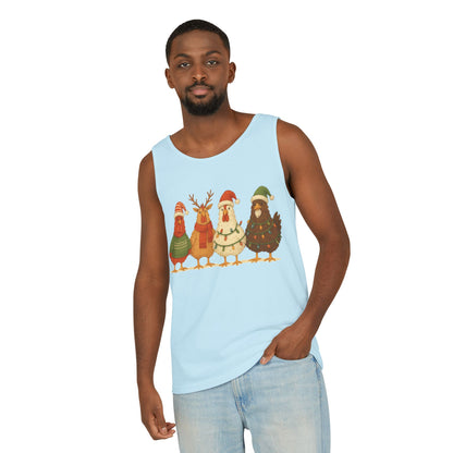 Holiday Bird Tank Top - Cute Christmas Chickens in Sweaters & Santa Hats