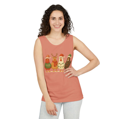 Holiday Bird Tank Top - Cute Christmas Chickens in Sweaters & Santa Hats