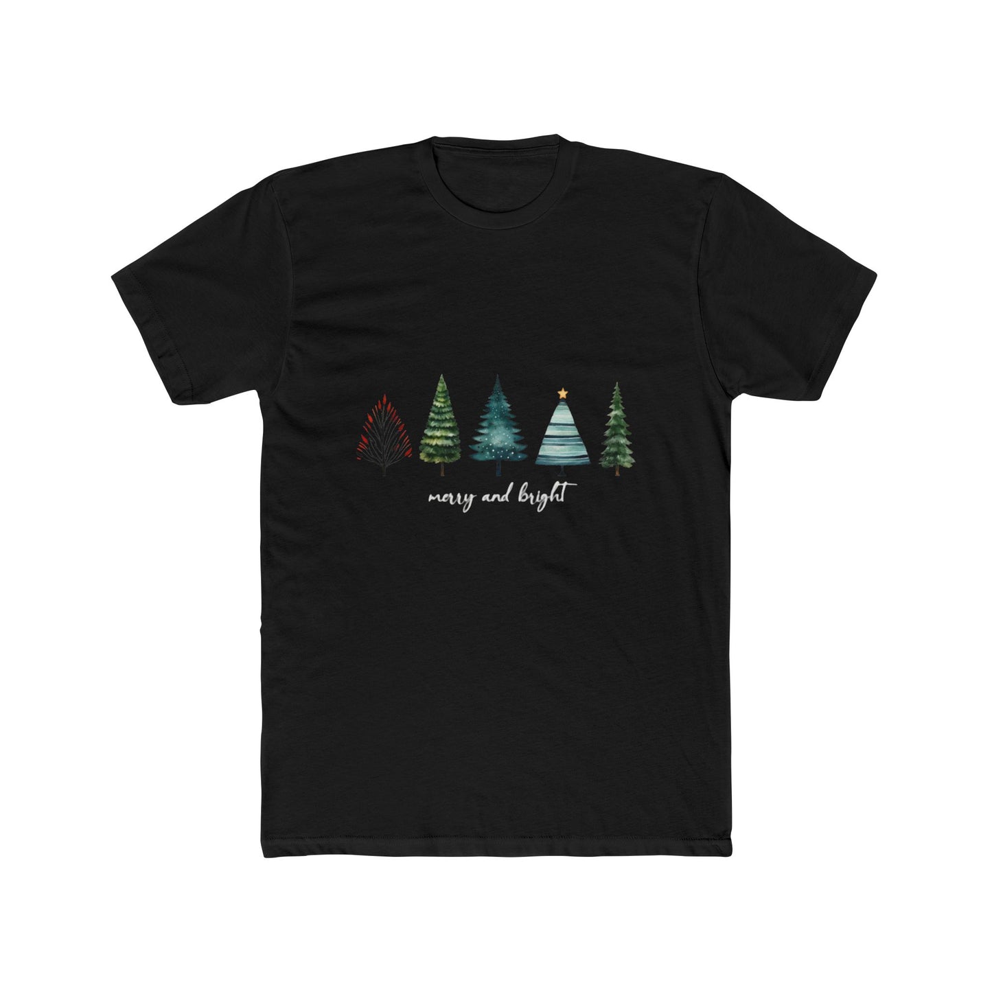 Minimal Christmas Trees Crew Tee — Holiday Forest Graphic T-Shirt