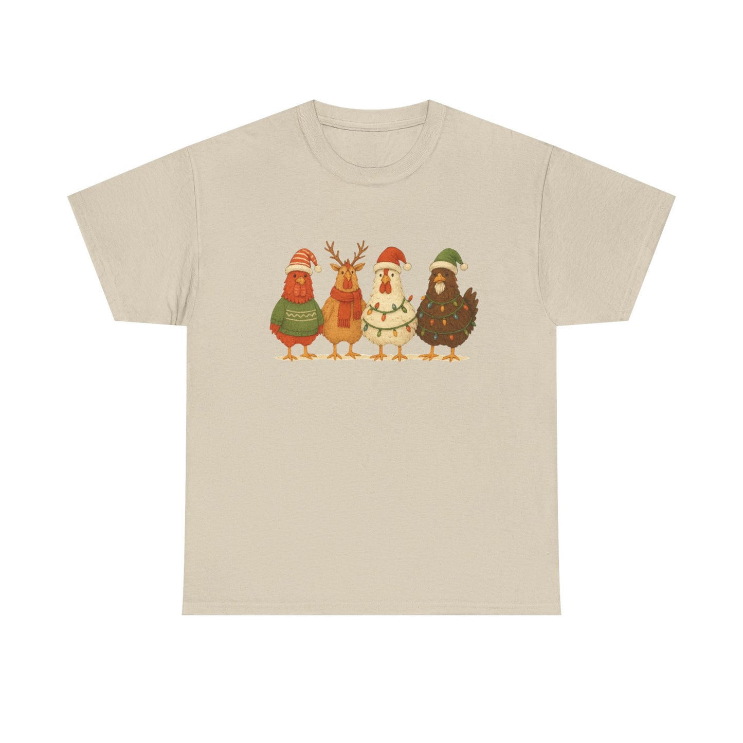 Christmas Chickens Holiday T‑Shirt — Festive Farmyard Birds in Santa Hats