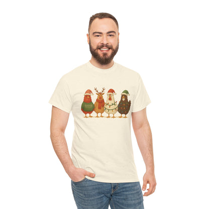Christmas Chickens Holiday T‑Shirt — Festive Farmyard Birds in Santa Hats