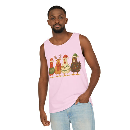 Holiday Bird Tank Top - Cute Christmas Chickens in Sweaters & Santa Hats