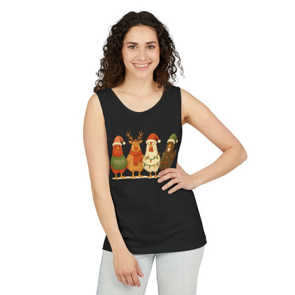 Holiday Bird Tank Top - Cute Christmas Chickens in Sweaters & Santa Hats