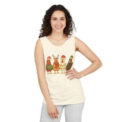 Holiday Bird Tank Top - Cute Christmas Chickens in Sweaters & Santa Hats