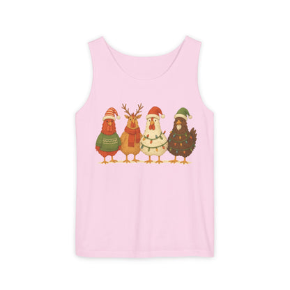 Holiday Bird Tank Top - Cute Christmas Chickens in Sweaters & Santa Hats