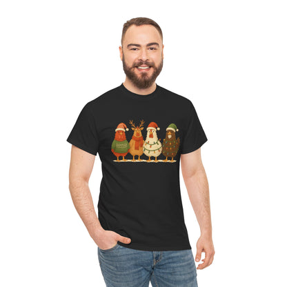 Christmas Chickens Holiday T‑Shirt — Festive Farmyard Birds in Santa Hats