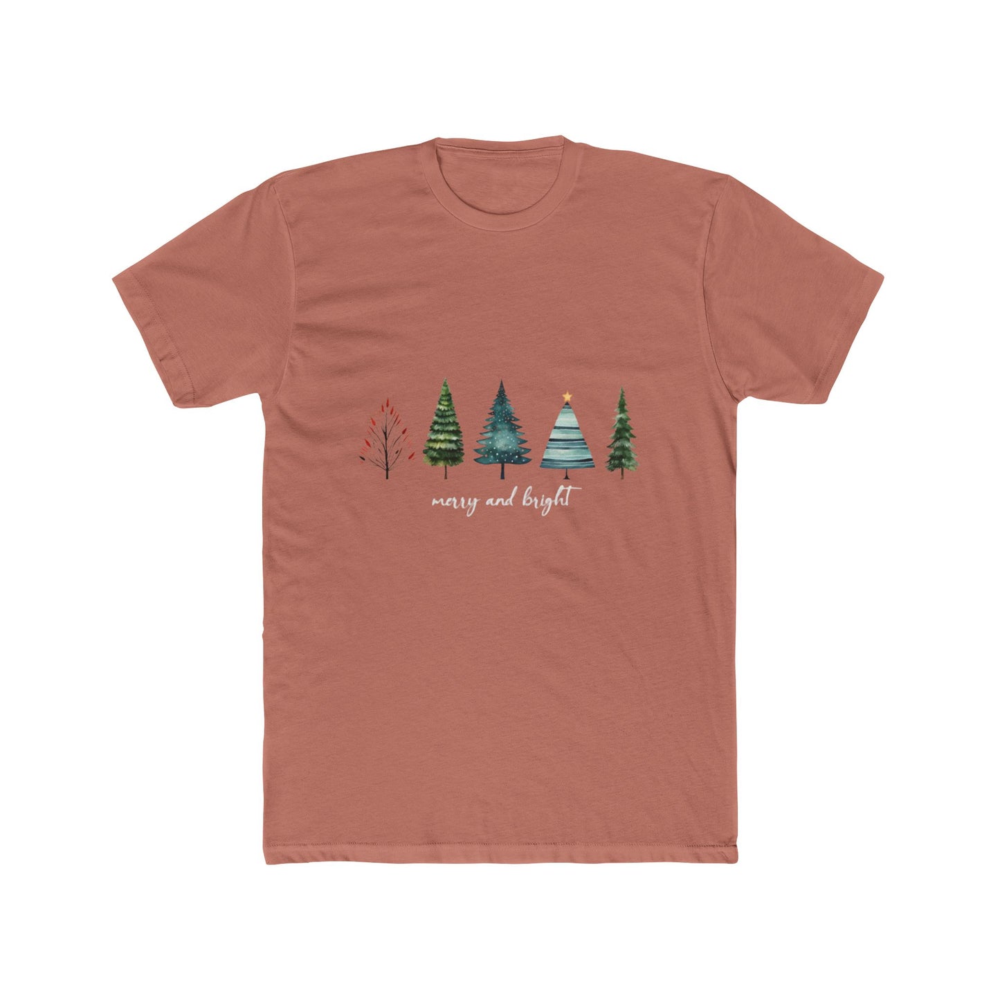 Minimal Christmas Trees Crew Tee — Holiday Forest Graphic T-Shirt