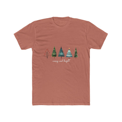 Minimal Christmas Trees Crew Tee — Holiday Forest Graphic T-Shirt