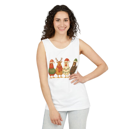 Holiday Bird Tank Top - Cute Christmas Chickens in Sweaters & Santa Hats