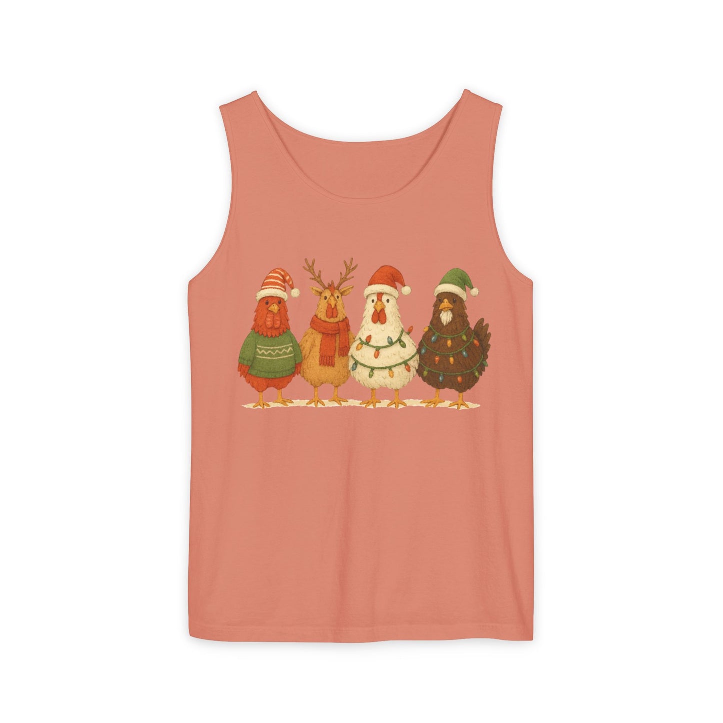 Holiday Bird Tank Top - Cute Christmas Chickens in Sweaters & Santa Hats