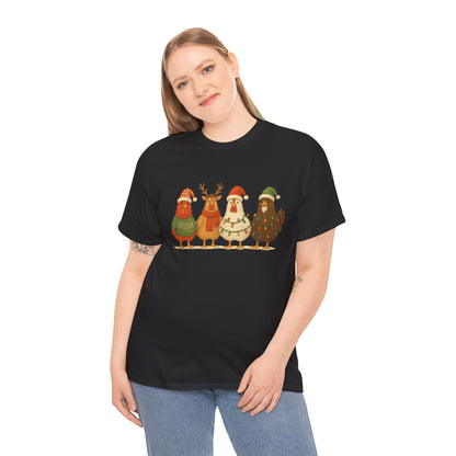 Christmas Chickens Holiday T‑Shirt — Festive Farmyard Birds in Santa Hats