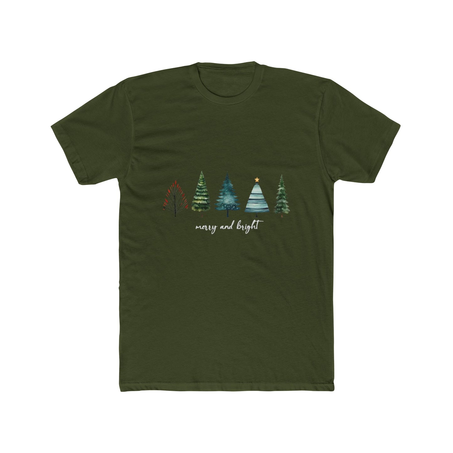 Minimal Christmas Trees Crew Tee — Holiday Forest Graphic T-Shirt