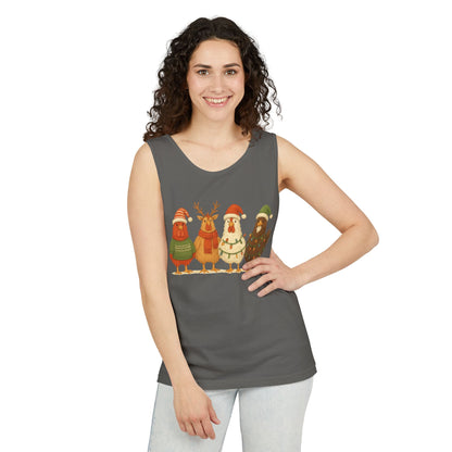 Holiday Bird Tank Top - Cute Christmas Chickens in Sweaters & Santa Hats