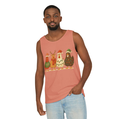 Holiday Bird Tank Top - Cute Christmas Chickens in Sweaters & Santa Hats