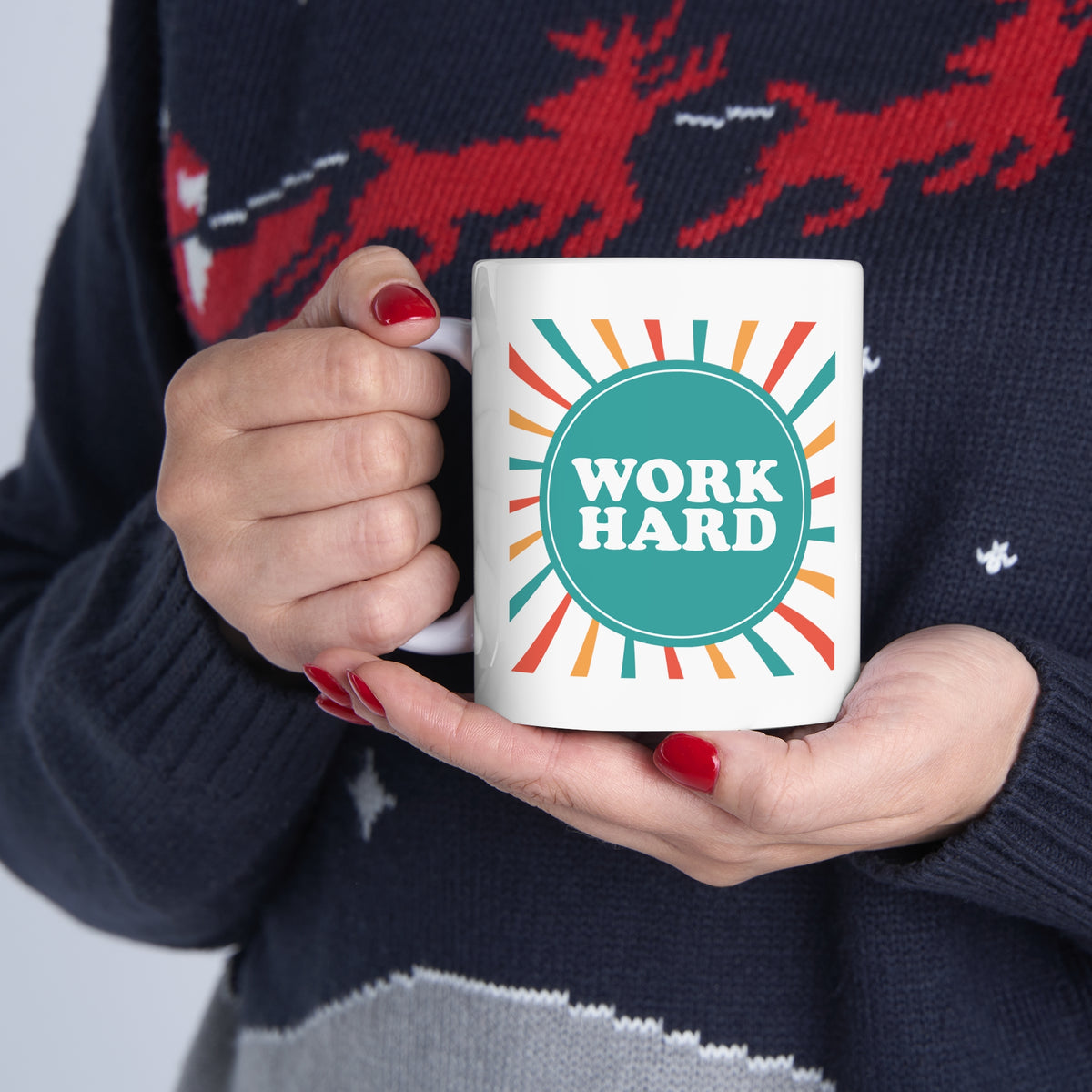 Work Hard Customized Ceramic Mug 11oz