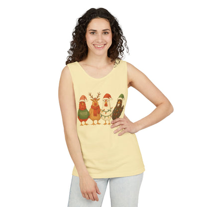Holiday Bird Tank Top - Cute Christmas Chickens in Sweaters & Santa Hats