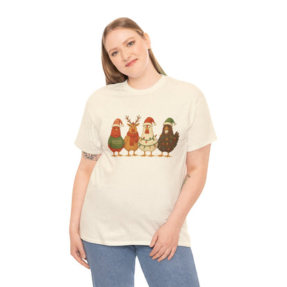 Christmas Chickens Holiday T‑Shirt — Festive Farmyard Birds in Santa Hats