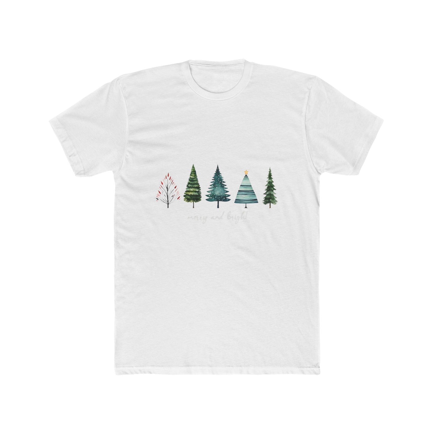 Minimal Christmas Trees Crew Tee — Holiday Forest Graphic T-Shirt